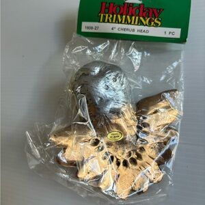 Vintage Darice Holiday Trimmings 4" Cherub Head Ornament NIP Christmas Angel